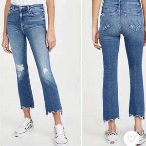 MOTHER Distressed Ankle Jeans in Blue